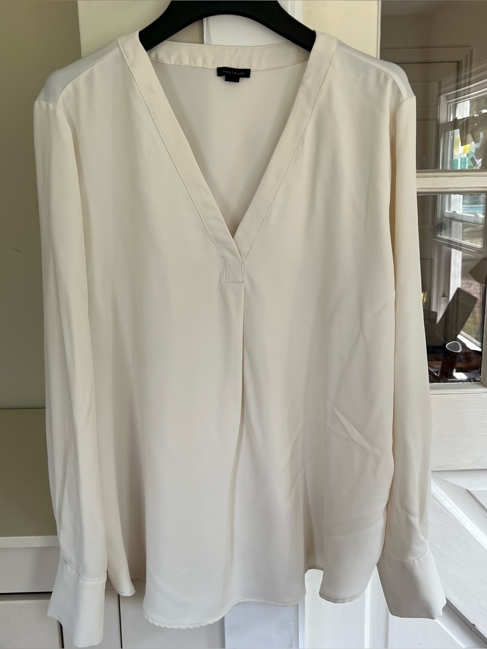 Ann Taylor Mixed Media Pleat Front Top